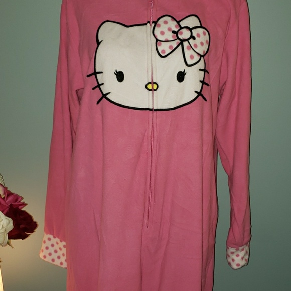 New Hello Kitty Footless Hooded Fleece Jumpsuit - Picture 3 of 8